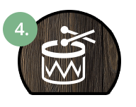 Symbol: Trommel mit Schlägeln